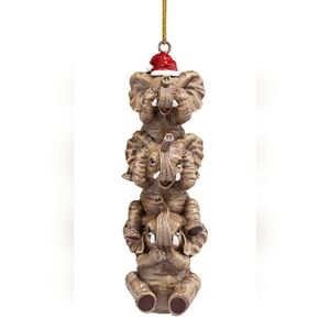 Design Toscano See, Speak, Hear No Evil Elephant Holiday Tree Ornament